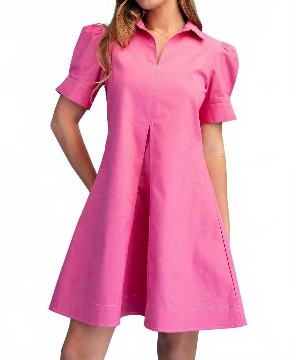 NEW GIGIO a-line collared mini dress in pink